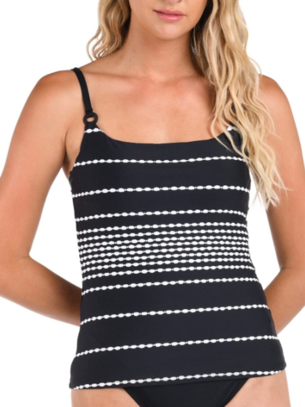 La Blanca Women's City Lights Lingerie Strap Tankini Top Black Size 10 - 7019